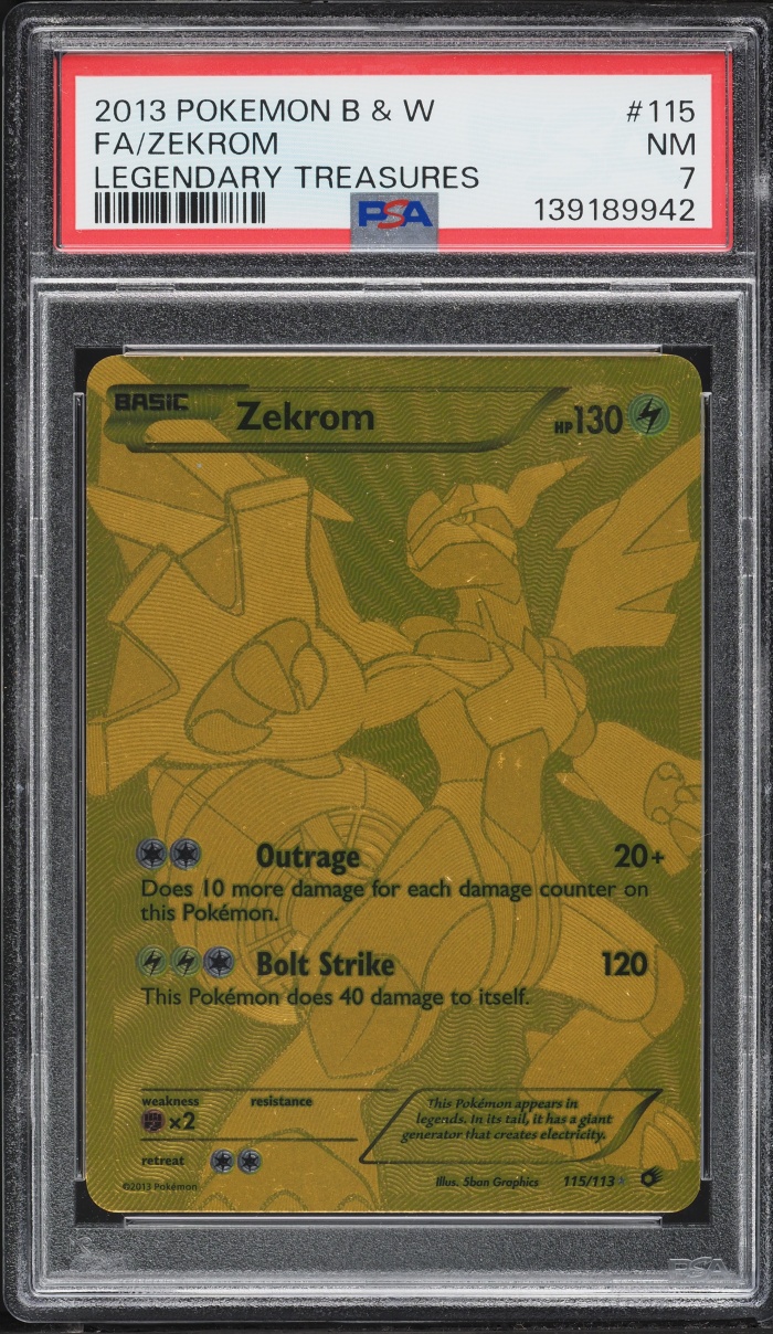 2013 Pokemon Black & White Legendary Treasures Full Art Zekrom #115 PSA 7 NRMT