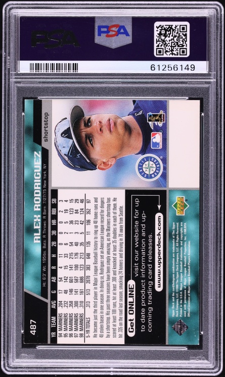 1999 Upper Deck Alex Rodriguez #487 PSA 6 EXMT