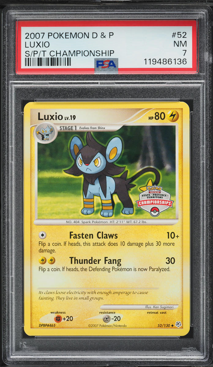 2007 Pokemon Diamond & Pearl State Province Championships Luxio #52 PSA 7 NRMT