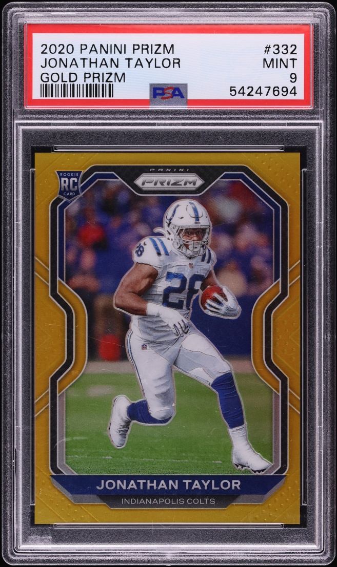 2020 Panini Prizm Gold Prizm Jonathan Taylor ROOKIE /10 #332 PSA 9 MINT - Photo 1
