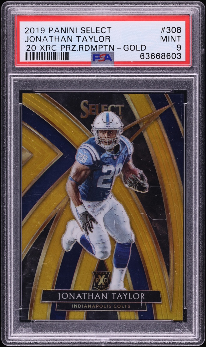 2019 Select '20 XRC Prizm Redemption Gold Jonathan Taylor ROOKIE /10 #308 PSA 9 MINT - Photo 1