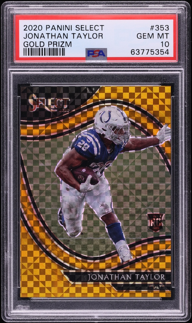 2020 Select Field Level Gold Prizm Jonathan Taylor ROOKIE 10/10 #353 PSA 10 GEM MINT - Photo 1