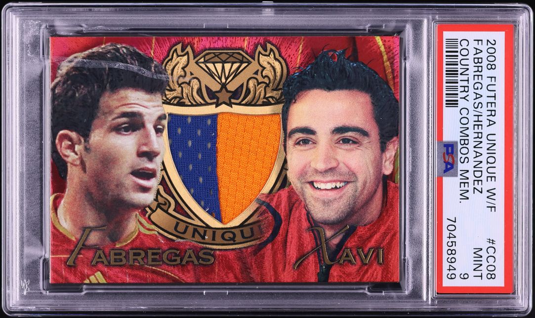 2008 Futera Unique World Country Combos Fabregas Xavi GAME-USED PATCH /350 PSA 9