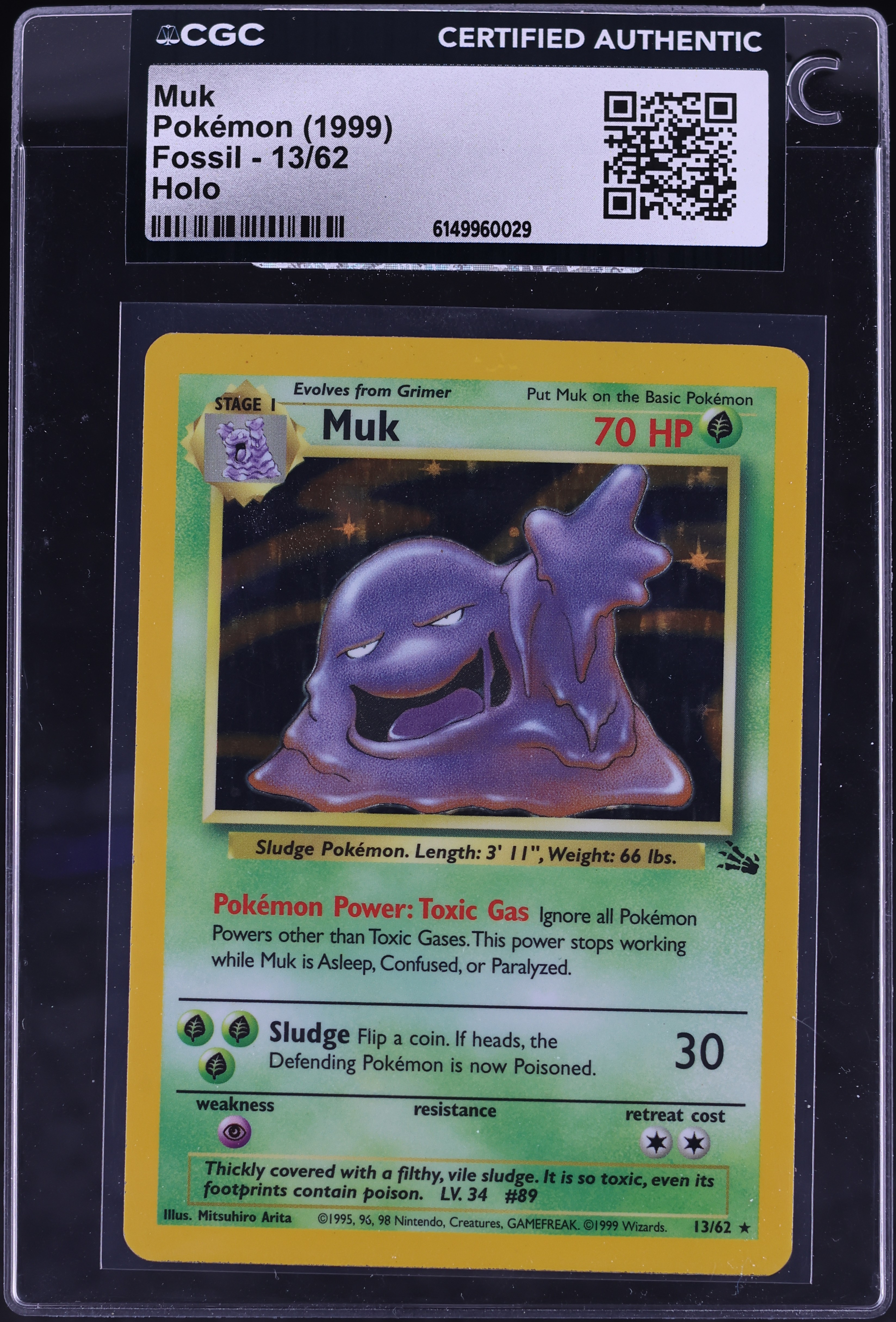 1999 Pokemon Fossil Holo Muk #13 CGC AUTH