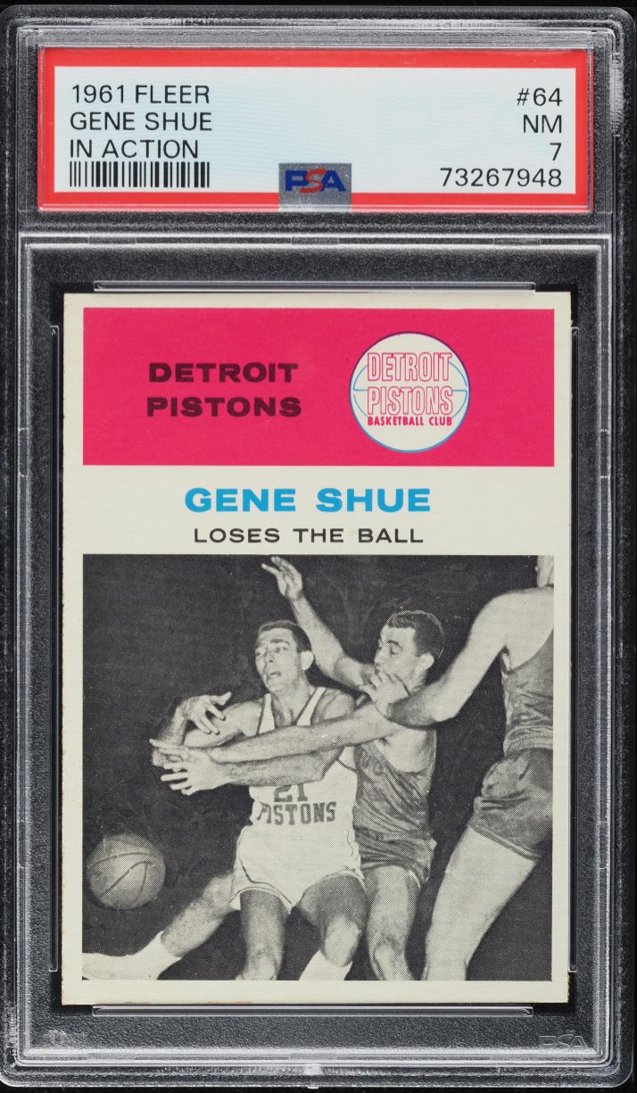 1961 Fleer Basketball Gene Shue IN ACTION #64 PSA 7 NRMT