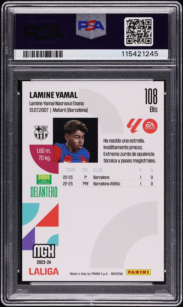 2023 Panini Megacracks La Liga EA Sports Lamine Yamal ROOKIE #108BIS PSA 9 MINT