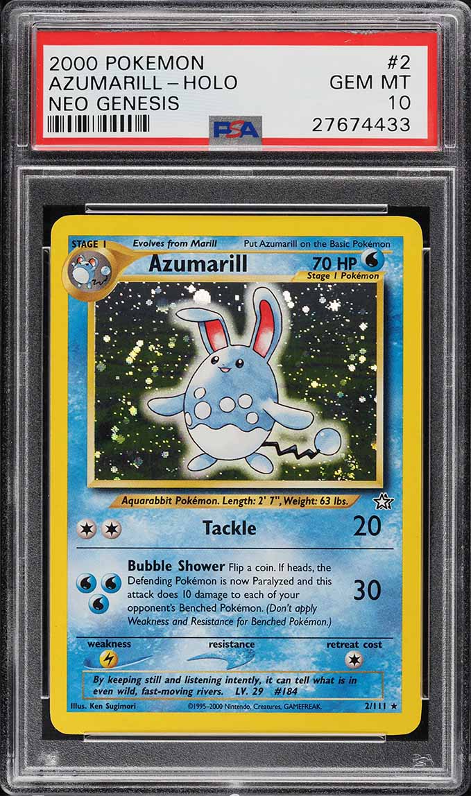 2000 Pokemon Neo Genesis Holo Azumarill #2 PSA 10 GEM MINT