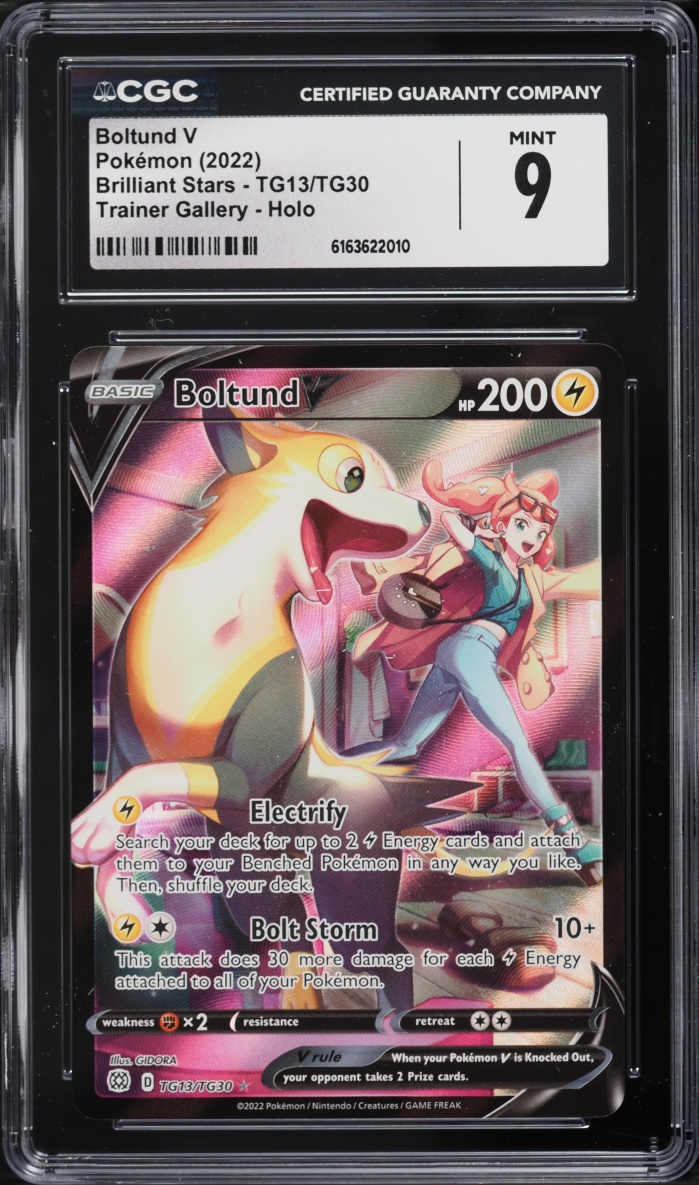 2022 Pokemon Sword & Shield Brilliant Stars Trainer Gallery Full Art Boltund V #TG13 CGC 9 MINT