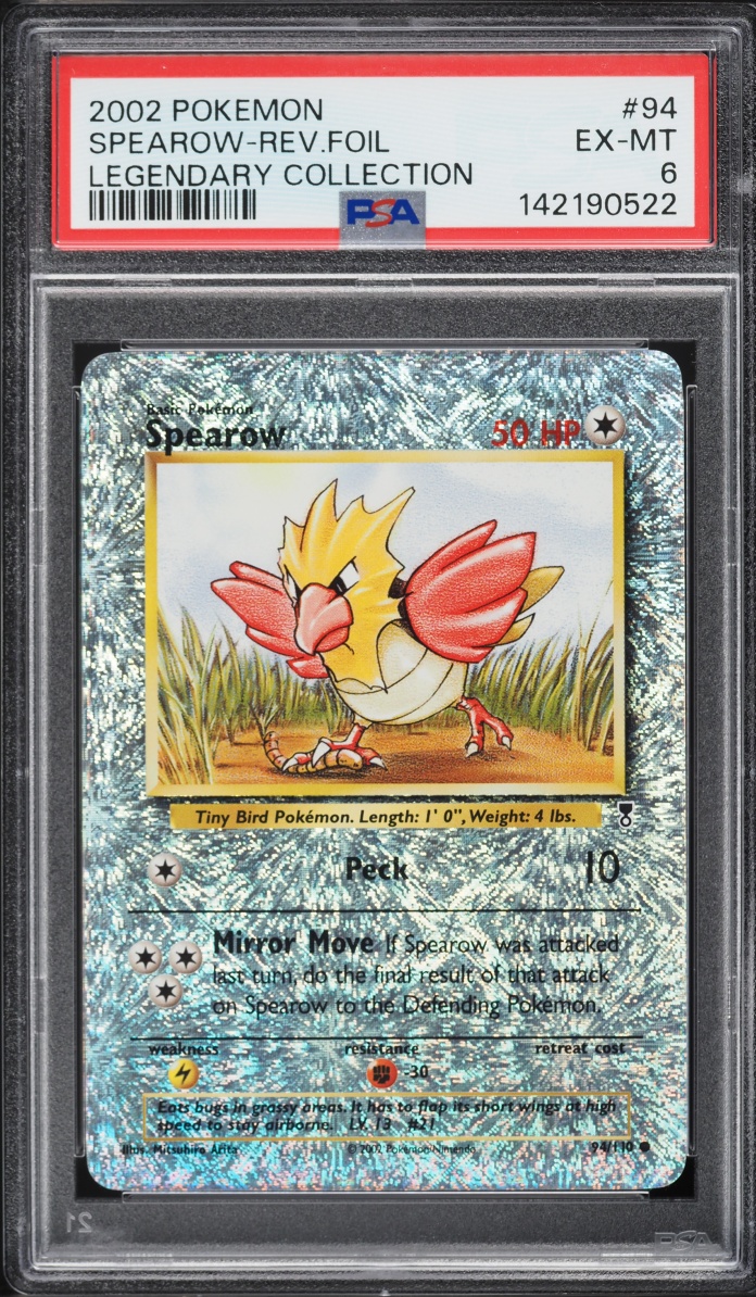 2002 Pokemon Legendary Collection Reverse Holo Spearow #94 PSA 6 EXMT