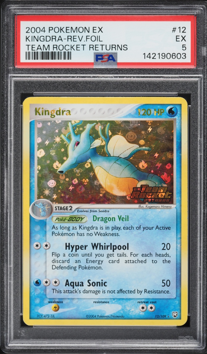 2004 Pokemon EX Team Rocket Returns Reverse Holo Kingdra #12 PSA 5 EX