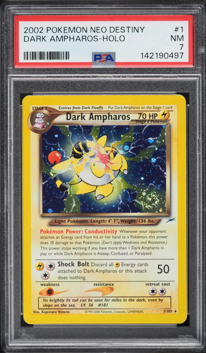 2002 Pokemon Neo Destiny Holo Dark Ampharos #1 PSA 7 NRMT