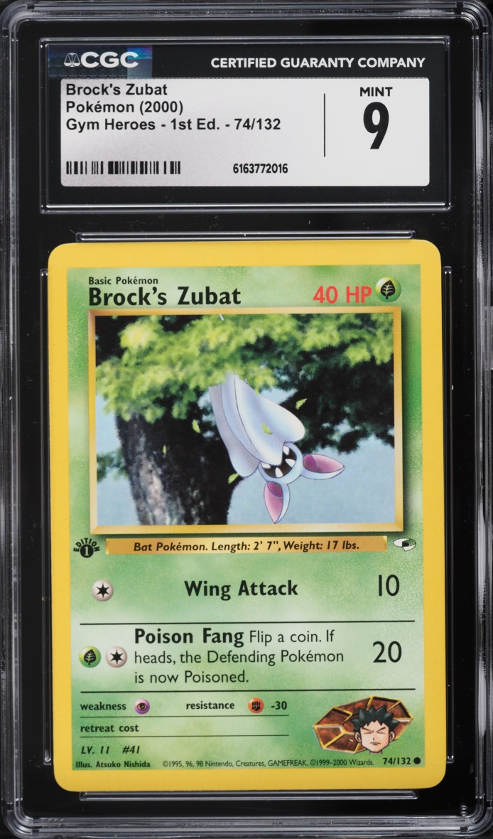 2000 Pokemon Gym Heroes 1st Edition Brock's Zubat #74 CGC 9 MINT