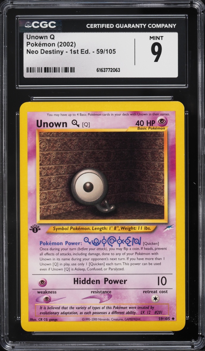 2002 Pokemon Neo Destiny 1st Edition Unown Q #59 CGC 9 MINT