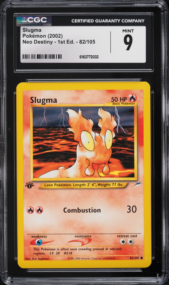 2002 Pokemon Neo Destiny 1st Edition Slugma #82 CGC 9 MINT