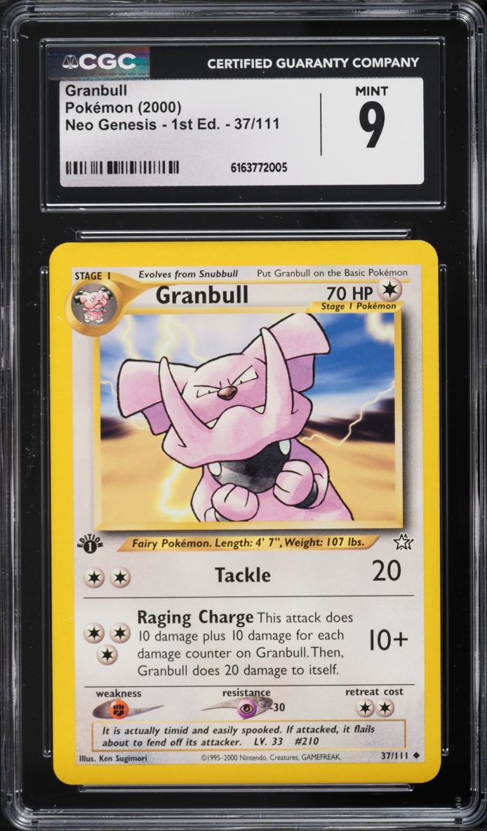 2000 Pokemon Neo Genesis 1st Edition Granbull #37 CGC 9 MINT