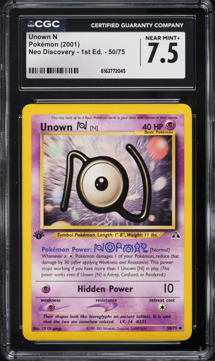 2001 Pokemon Neo Discovery 1st Edition Unown N #50 CGC 7.5 NRMT+