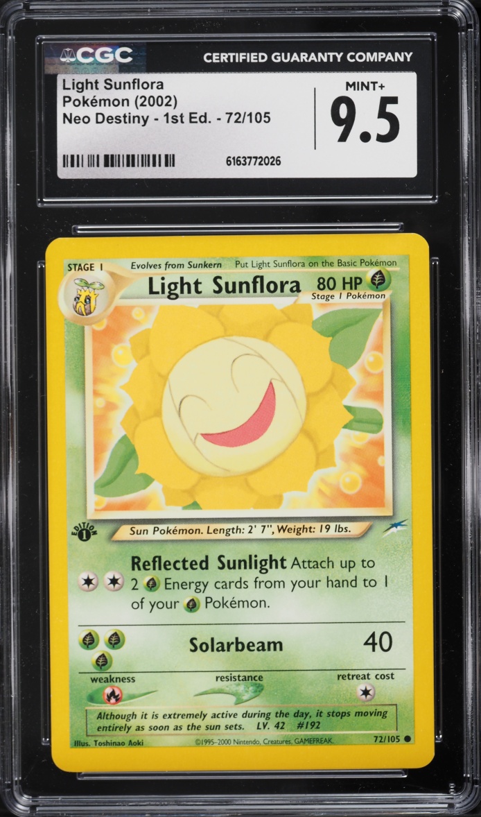 2002 Pokemon Neo Destiny 1st Edition Light Sunflora #72 CGC 9.5 MINT+
