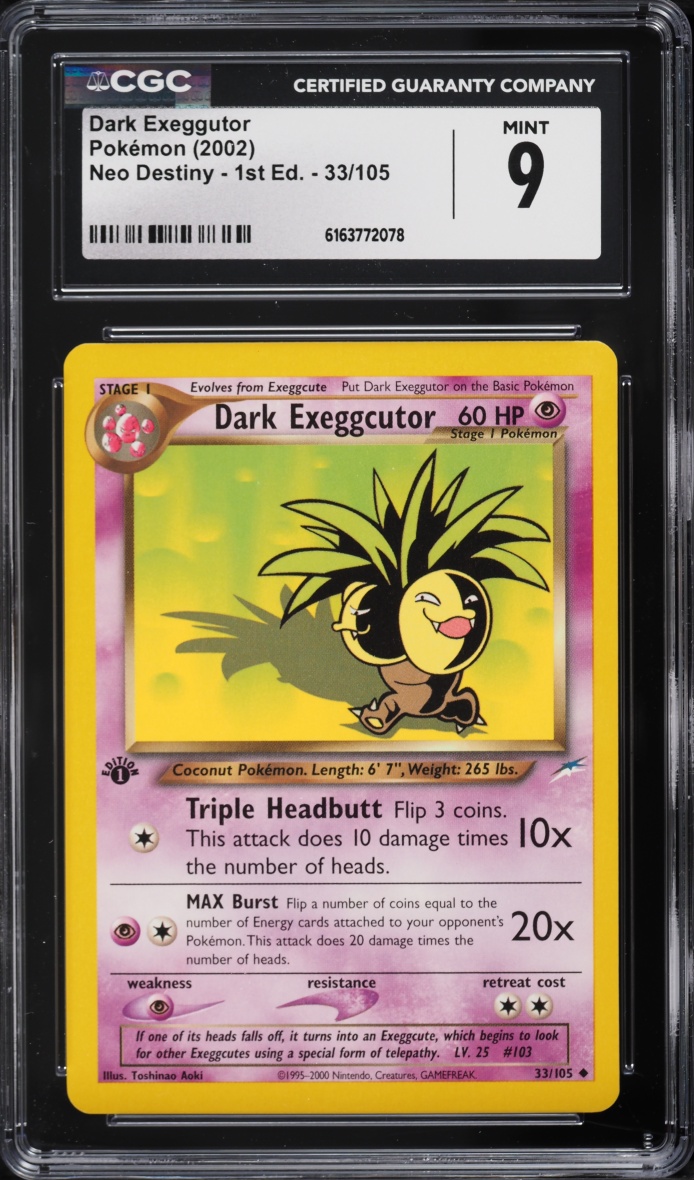 2002 Pokemon Neo Destiny 1st Edition Dark Exeggutor #33 CGC 9 MINT