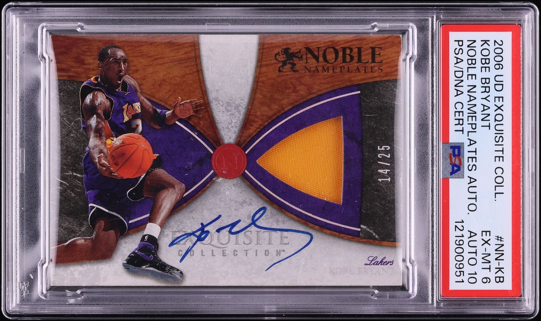 2006 Exquisite Collection Noble Nameplates Kobe Bryant PATCH AUTO DNA 10 /25 #NN-KB PSA 6 EXMT