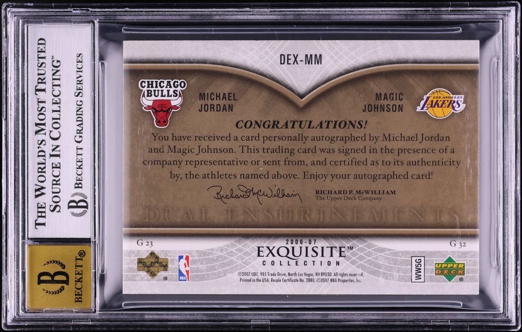 2006 Exquisite Enshrinements Michael Jordan Magic Johnson AUTO /10 #DEX-MM BGS 9 MINT