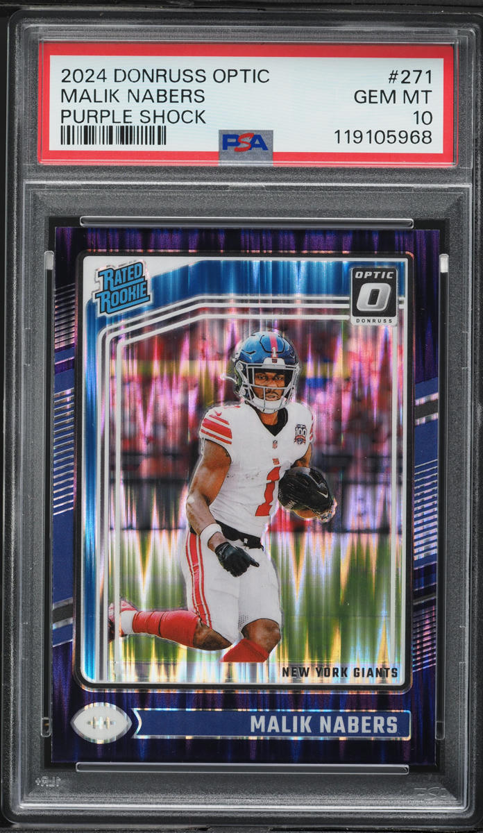 2024 Donruss Optic Purple Shock Malik Nabers ROOKIE #271 PSA 10 GEM MINT