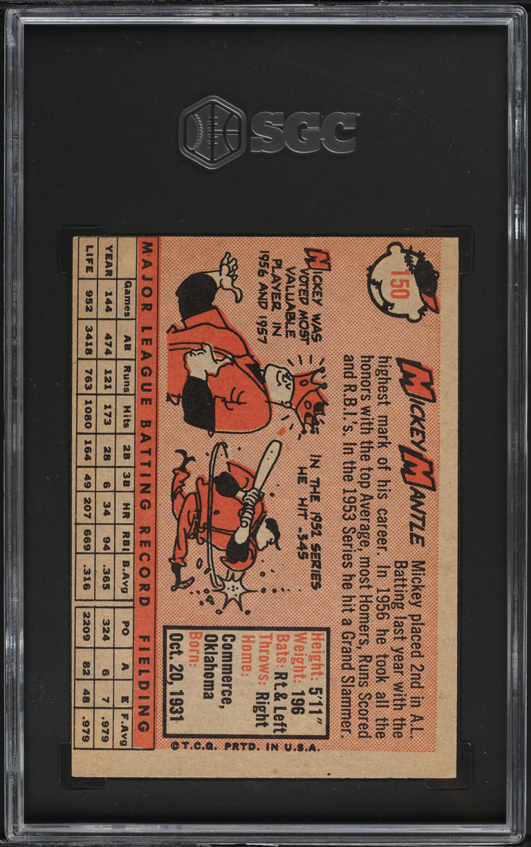 1958 Topps Mickey Mantle #150 SGC 2 GD