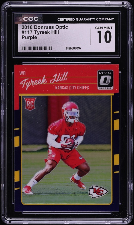 2016 Donruss Optic Purple Tyreek Hill ROOKIE #117 CGC 10 GEM MINT
