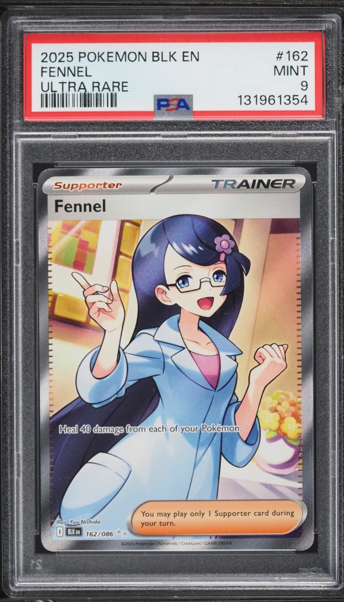 2025 Pokemon Scarlet & Violet Black Bolt Full Art Fennel #162 PSA 9 MINT