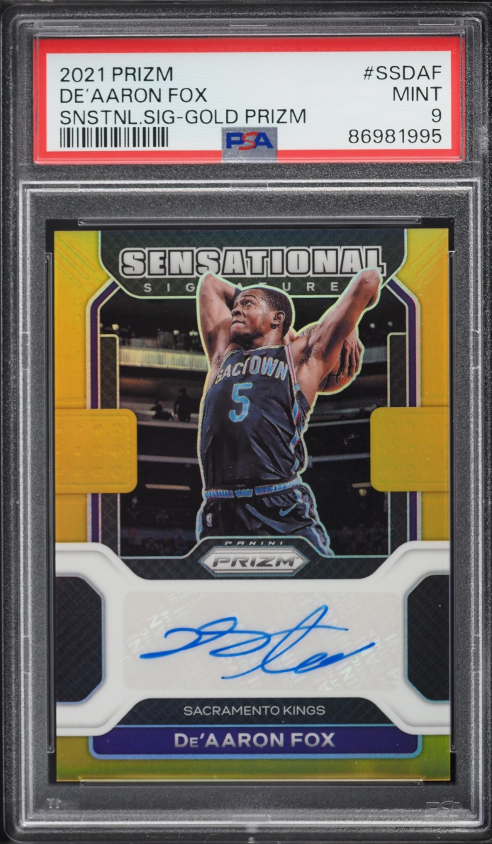 2021 Panini Prizm Sensational Signatures Gold De’Aaron Fox AUTO /10 #SS-DAF PSA 9 MINT