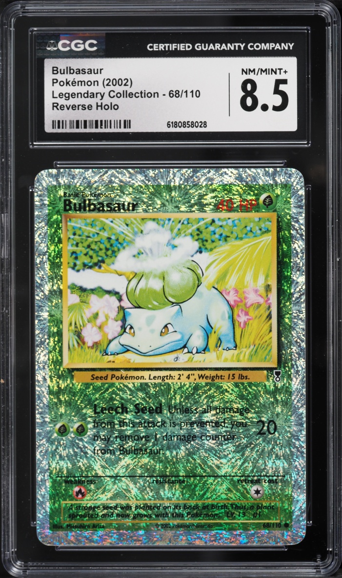 2002 Pokemon Legendary Collection Reverse Holo Bulbasaur #68 CGC 8.5 NM-MT+