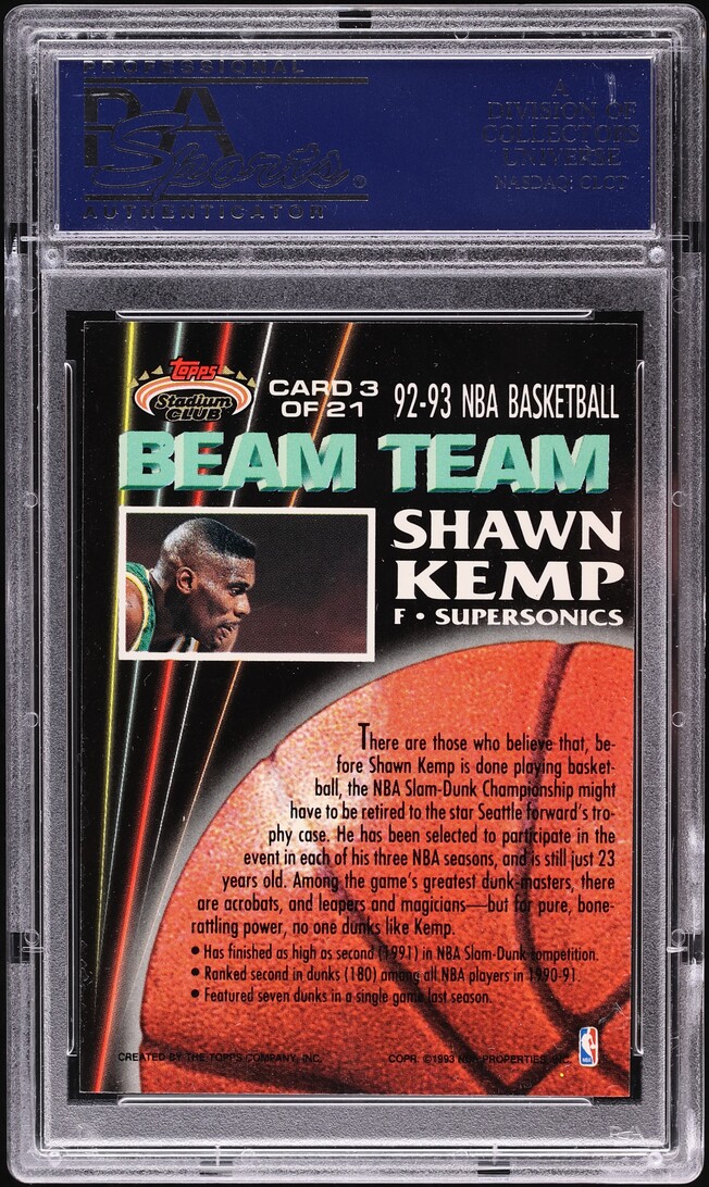 1992 Stadium Club Beam Team Shawn Kemp #3 PSA 10 GEM MINT