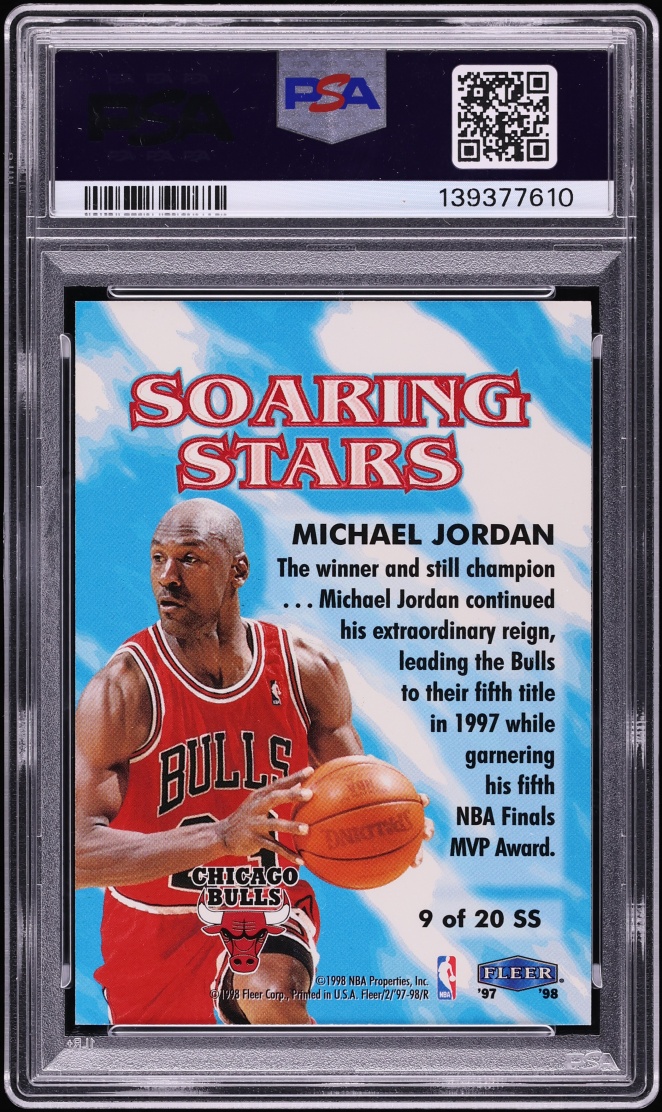 1997 Fleer Soaring Stars Michael Jordan #9 PSA 10 GEM MINT - Photo 2