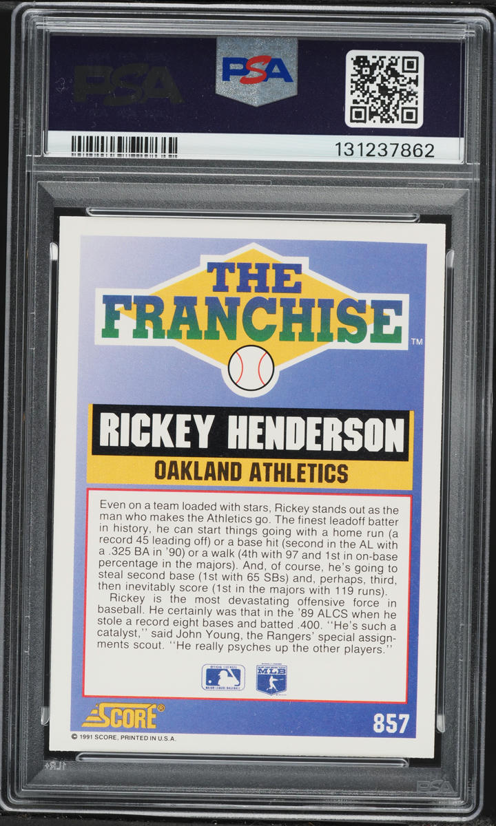 1991 Score Rickey Henderson #857 PSA 9 MINT