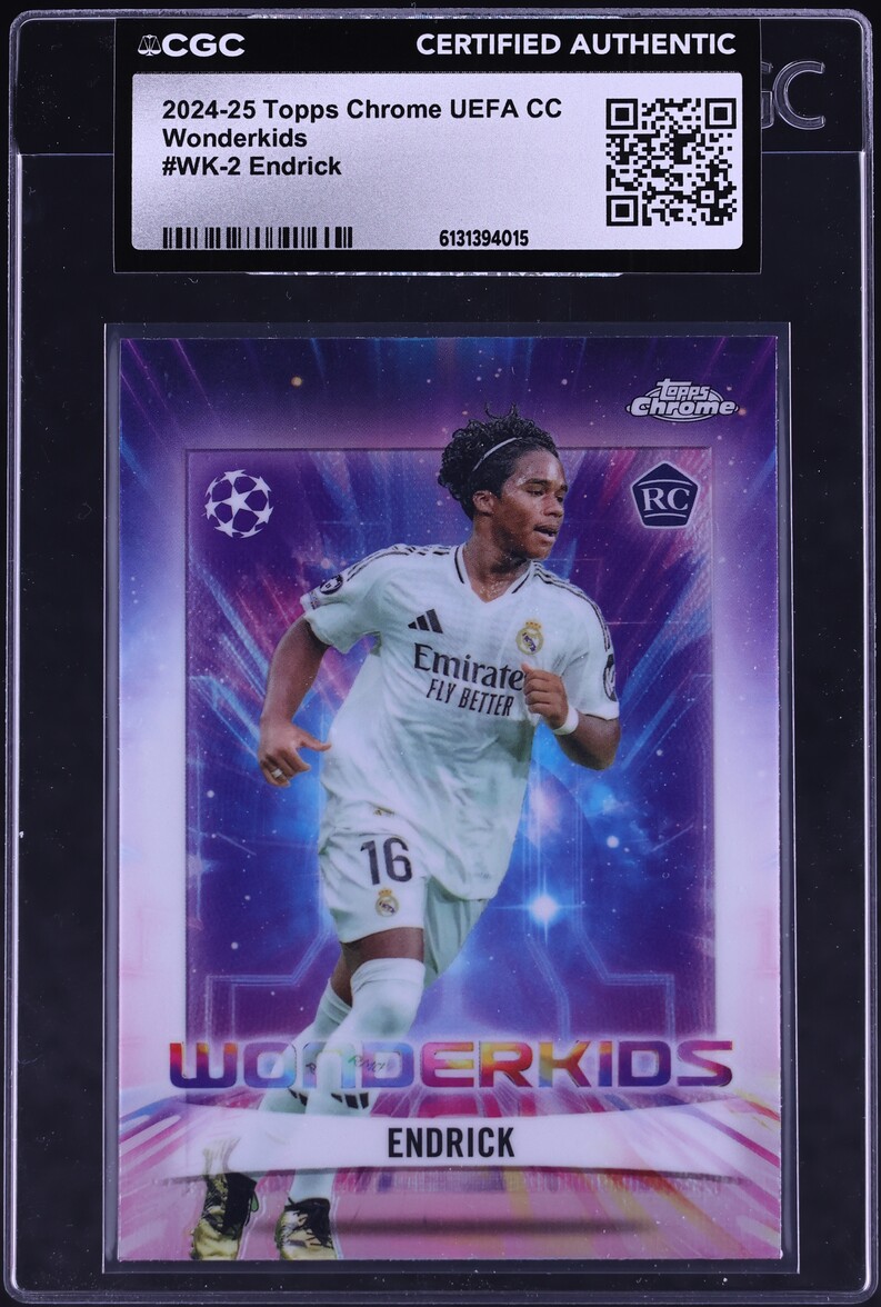 2024 Topps Chrome UEFA Club Competitions Wonderkids Endrick ROOKIE #WK-2 CGC AUTH