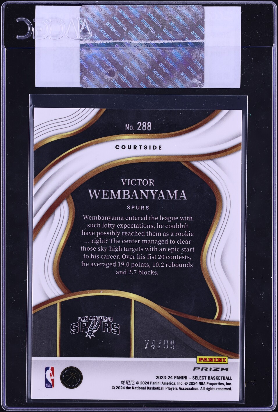 2023 Select Concourse Light Blue Disco Victor Wembanyama RC /99 #288 CGC AUTH