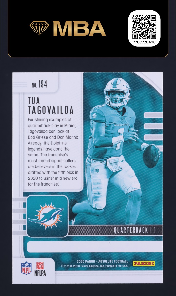 2020 Absolute Football Tua Tagovailoa ROOKIE #194 MBA AUTH