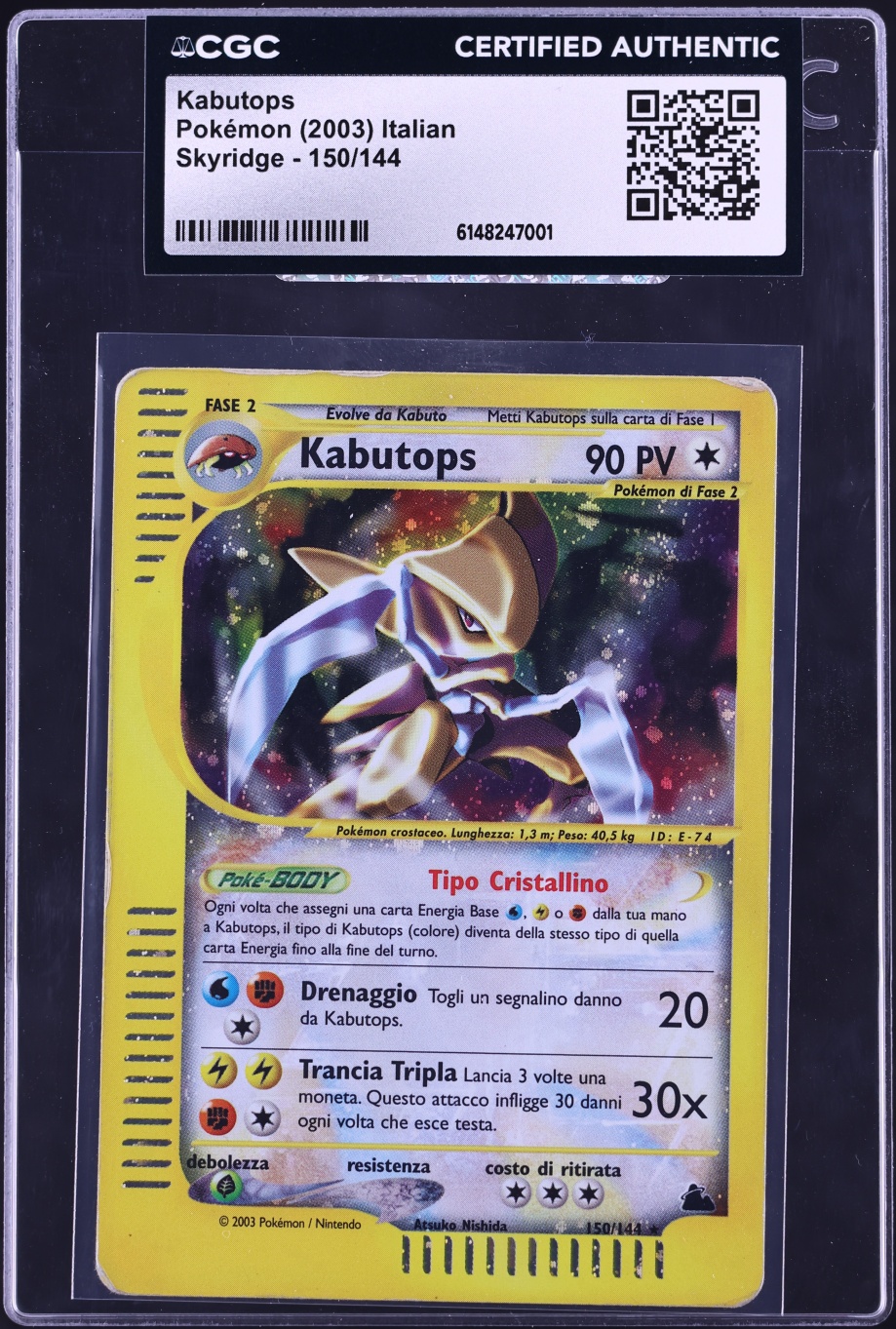 2003 Pokemon Italian Skyridge Kabutops #150 CGC AUTH