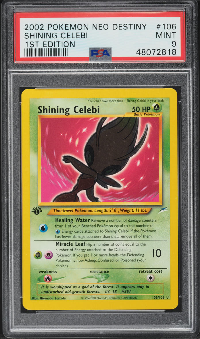 2002 Pokemon Neo Destiny 1st Edition Shining Celebi #106 PSA 9 MINT