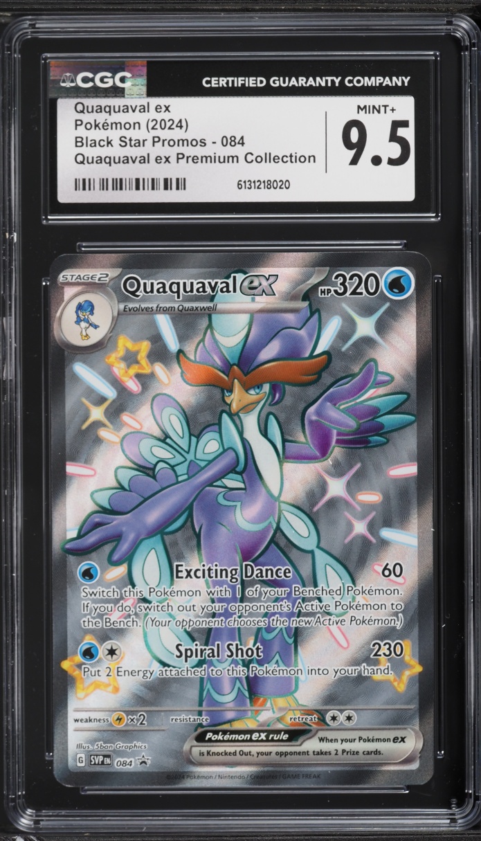 2024 Pokemon Scarlet & Violet Promo Premium Full Art Shiny Quaquaval ex #84 CGC 9.5 MINT+
