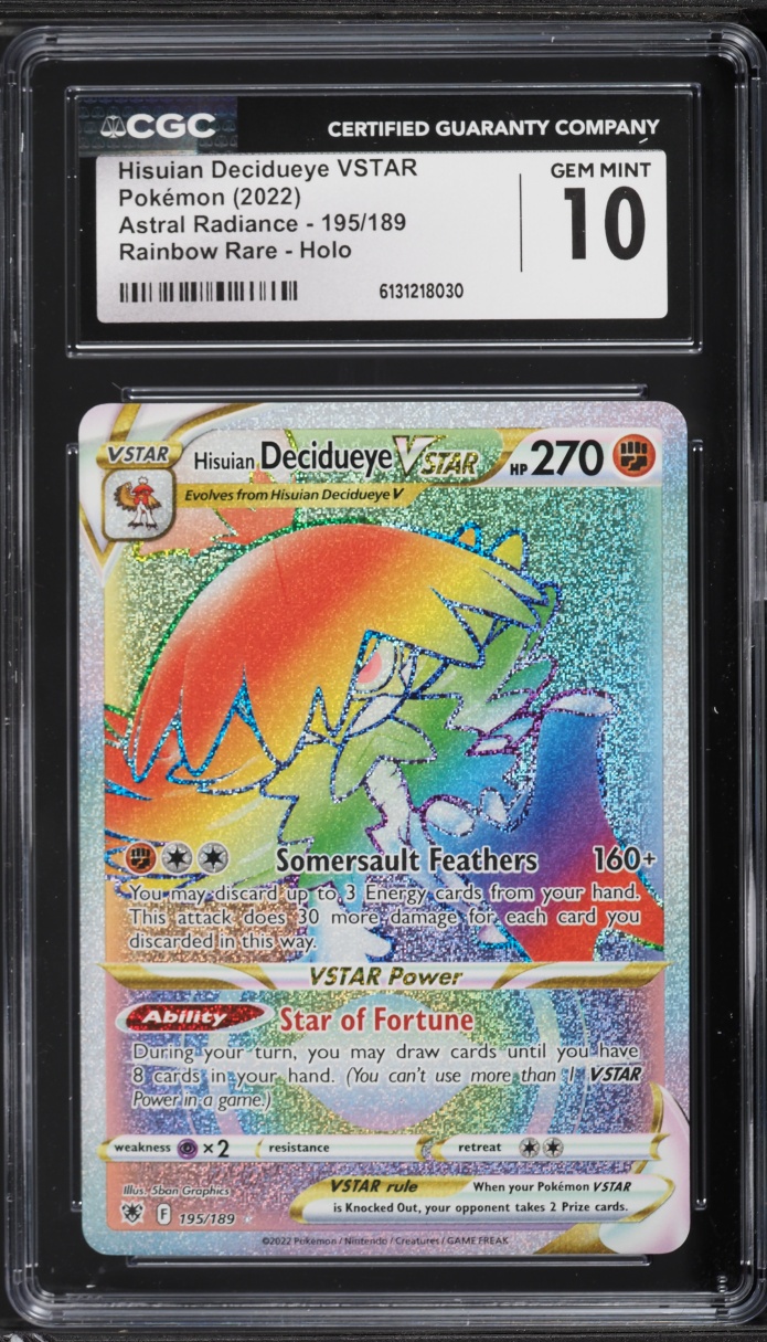 2022 Pokemon Sword & Shield Astral Radiance Rainbow Rare Hisuian Decidueye VSTAR #195 CGC 10