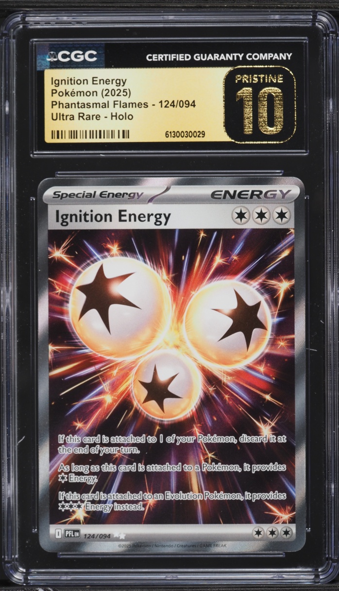 2025 Pokemon Mega Phantasmal Flames Full Art Ignition Energy #124 CGC 10 PRISTINE