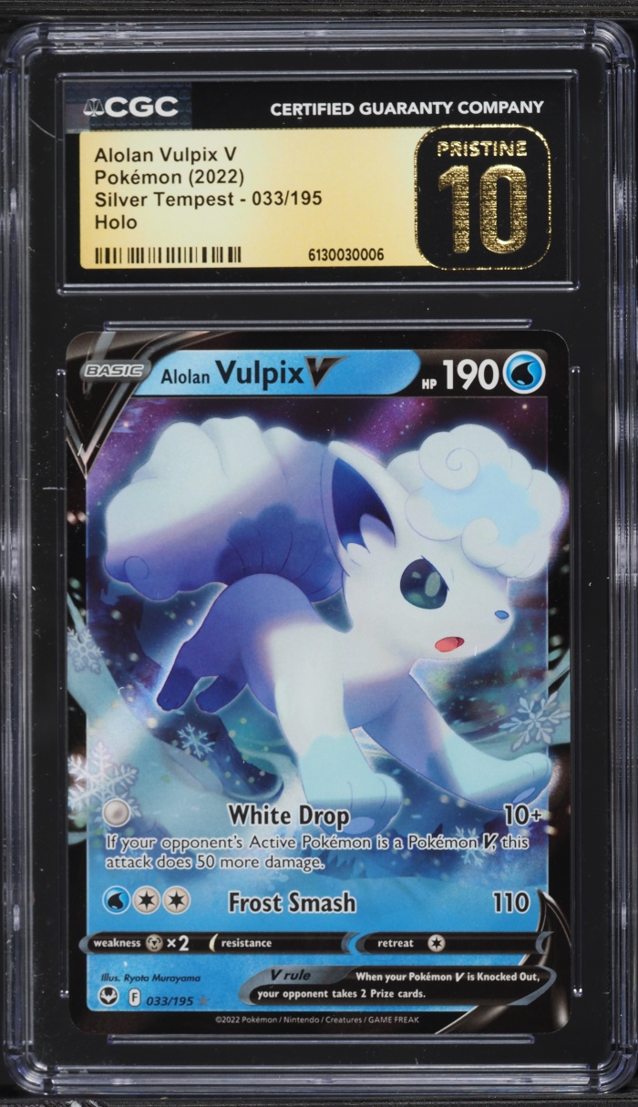 2022 Pokemon Sword & Shield Silver Tempest Alolan Vulpix V #33 CGC 10 PRISTINE