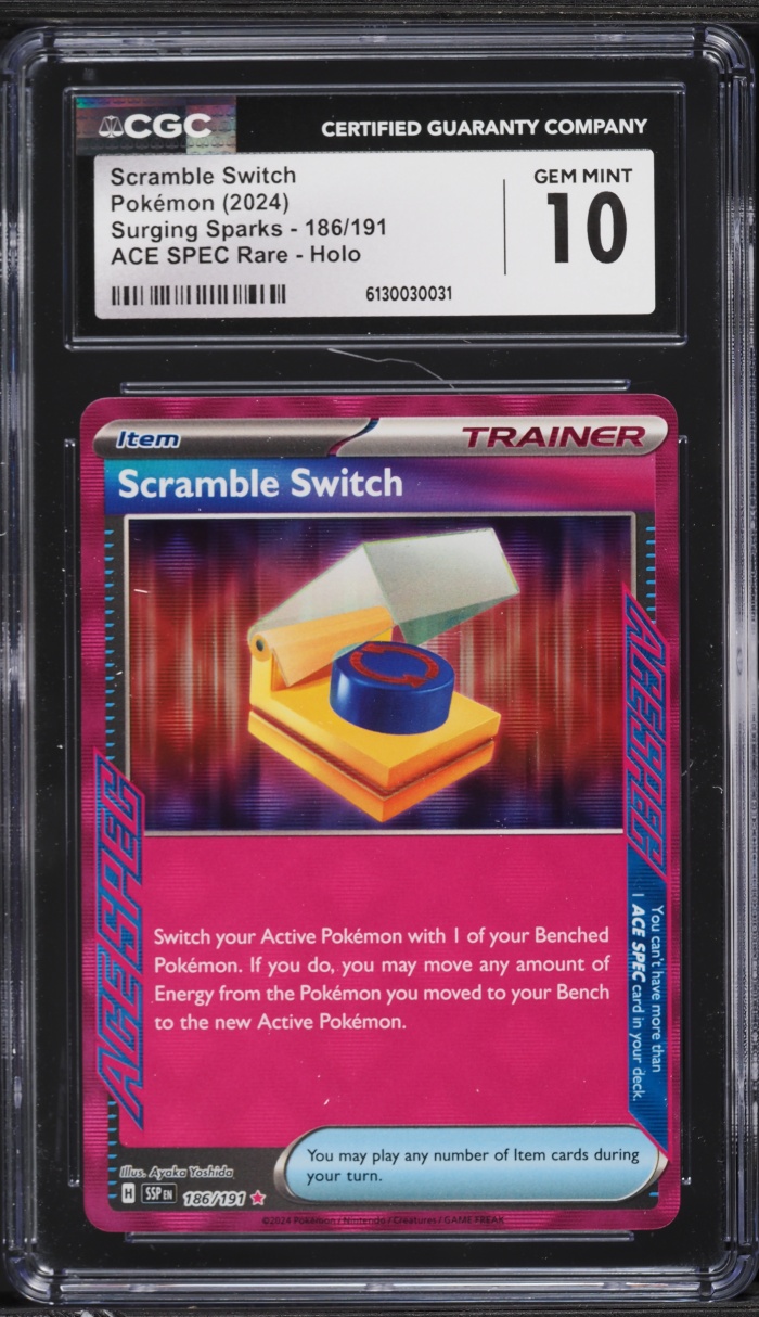 2024 Pokemon Scarlet & Violet Surging Sparks Ace Spec Scramble Switch #186 CGC 10 GEM MINT