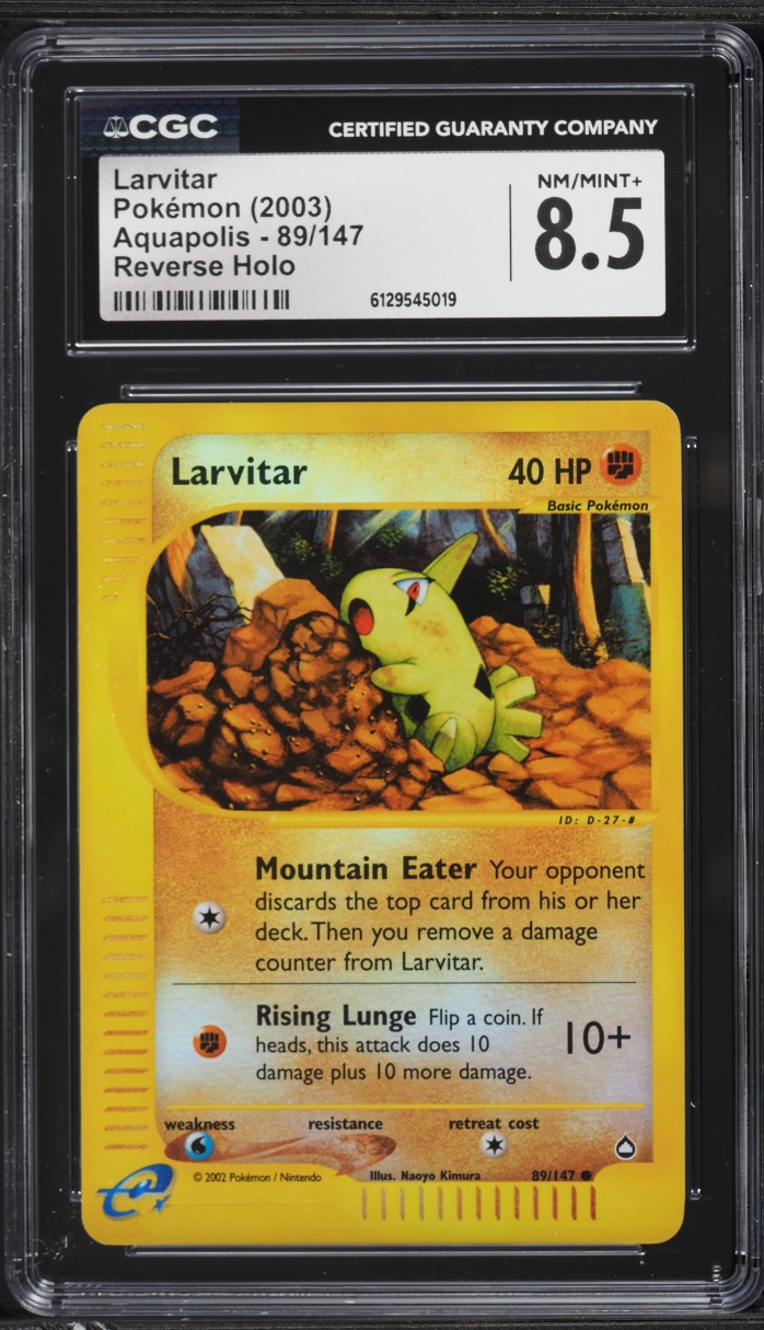 2003 Pokemon Aquapolis Reverse Holo Larvitar #89 CGC 8.5 NM-MT+