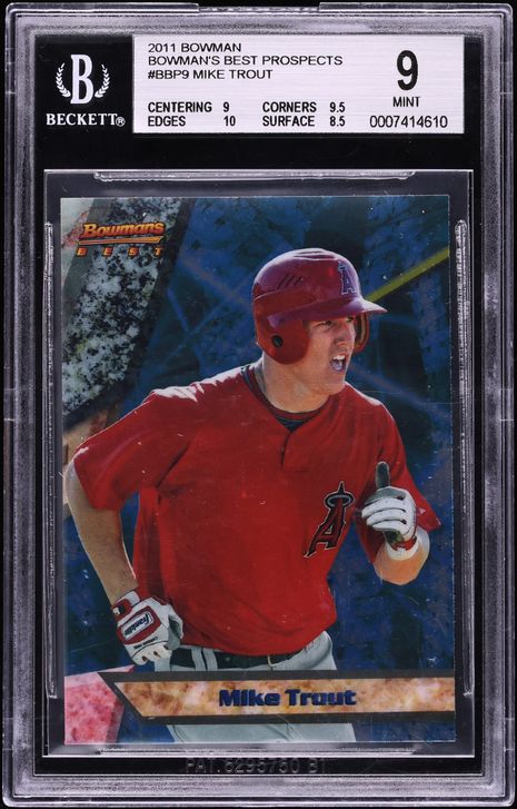 2011 Bowman's Best Prospects Mike Trout ROOKIE #BBP9 BGS 9 MINT