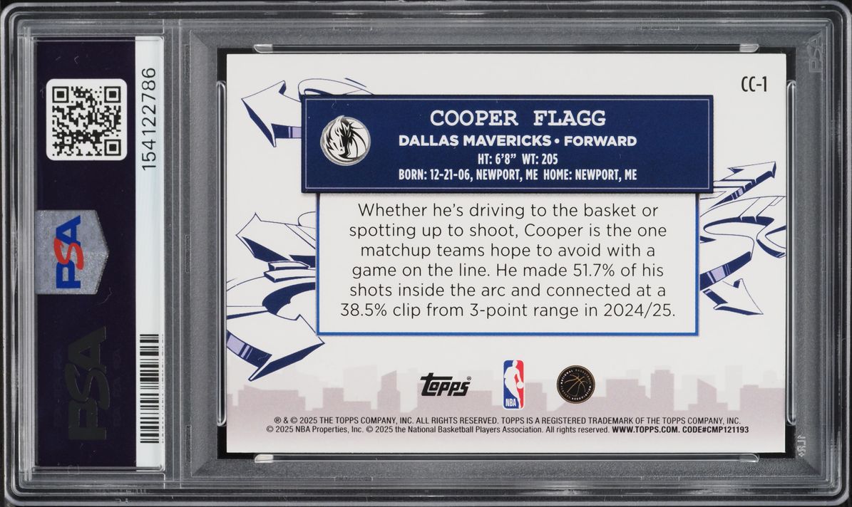 2025 Topps Clutch City Prospects Cooper Flagg ROOKIE #CC-1 PSA 10 GEM MINT