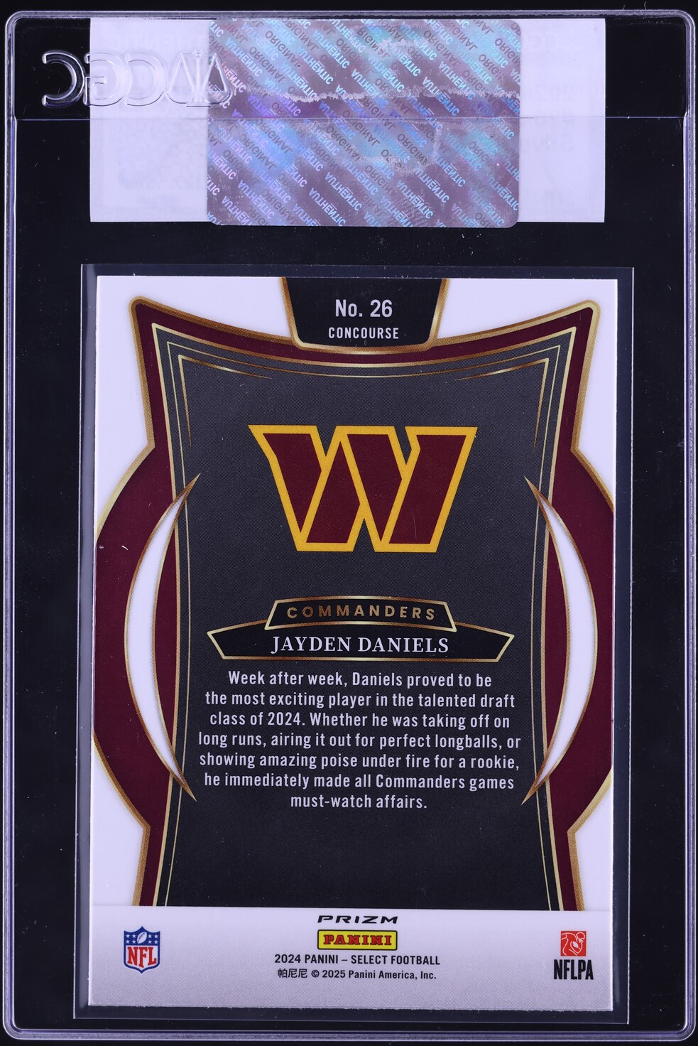 2024 Select Concourse Silver Prizm Jayden Daniels ROOKIE #26 CGC AUTH