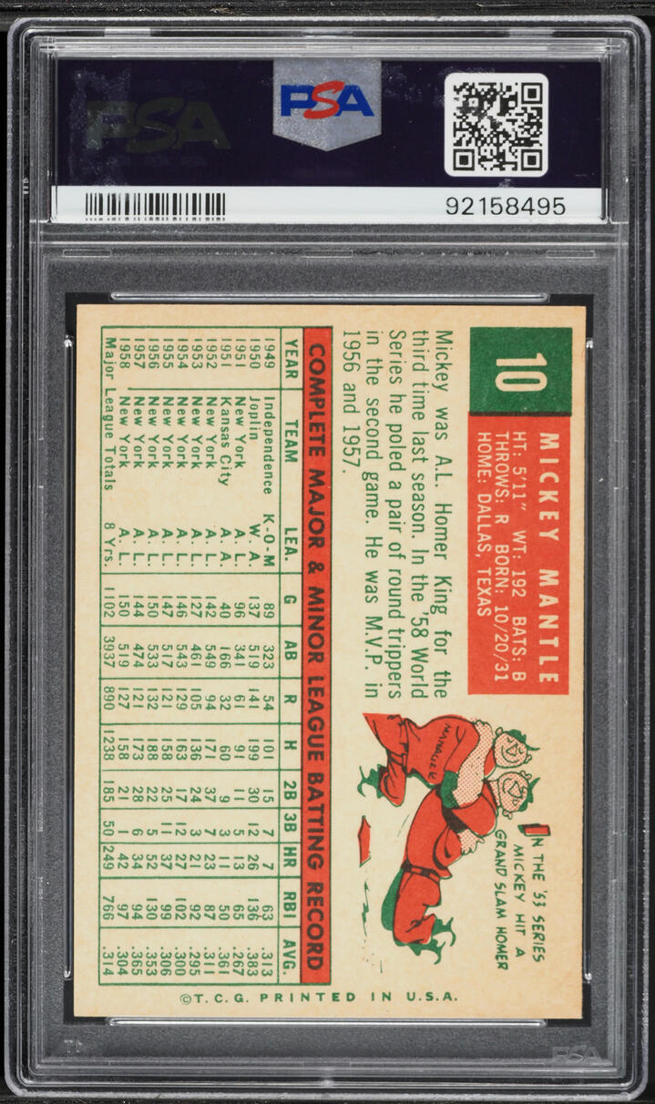 1959 Topps Mickey Mantle #10 PSA 8 NM-MT