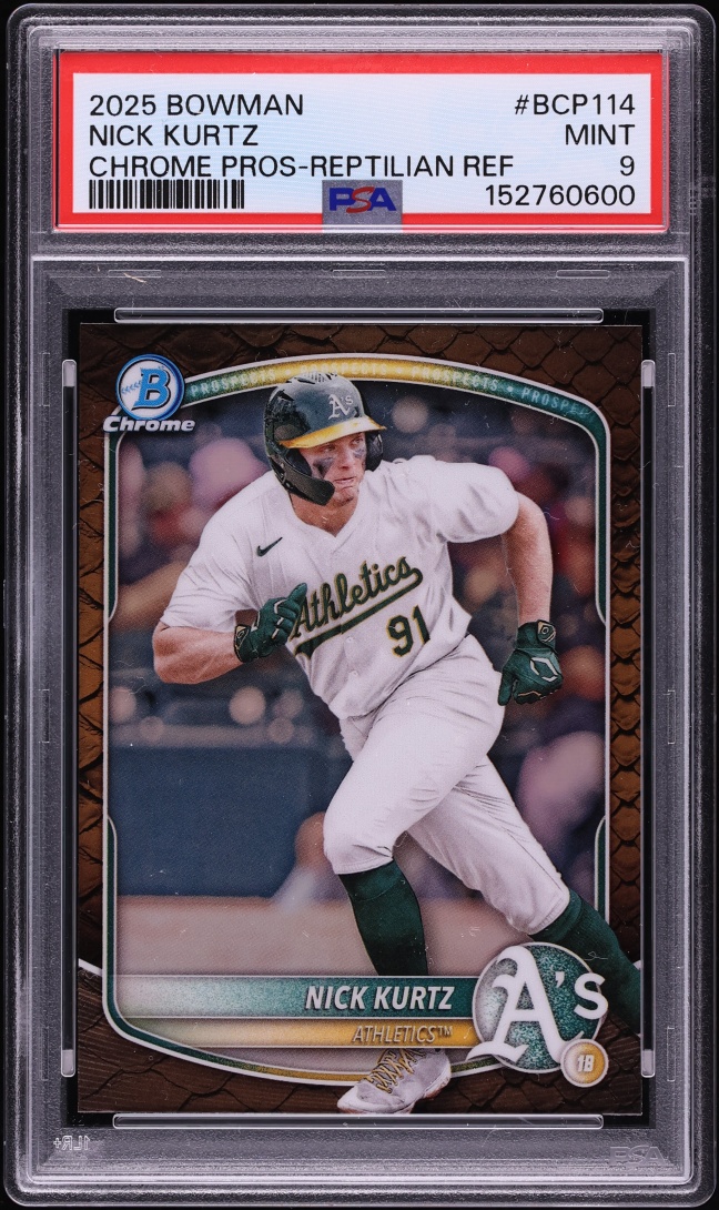 2025 Bowman Chrome Reptilian Refractor Nick Kurtz PROSPECT #BCP-114 PSA 9 MINT