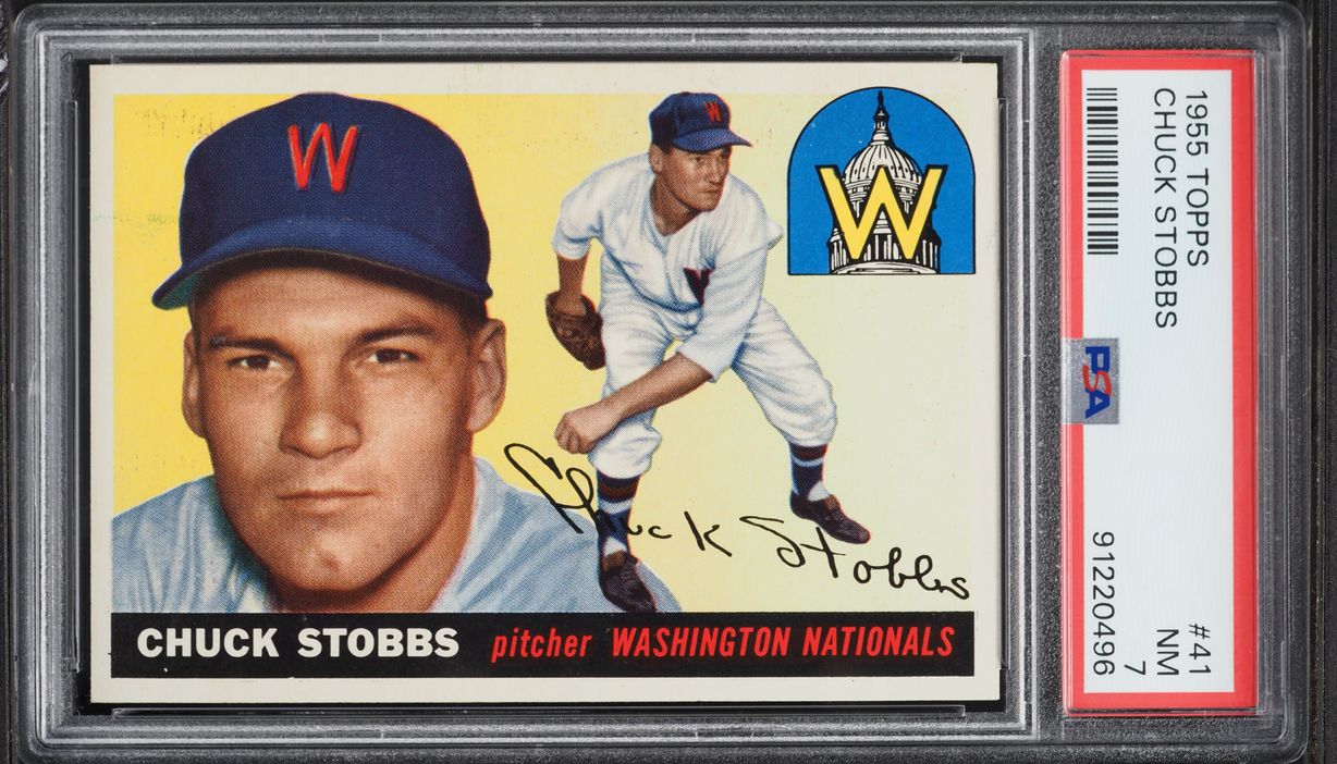 1955 Topps Chuck Stobbs #41 PSA 7 NRMT